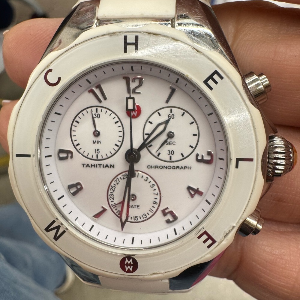 Michele Tahitian Jelly White and Silver Women's Watch